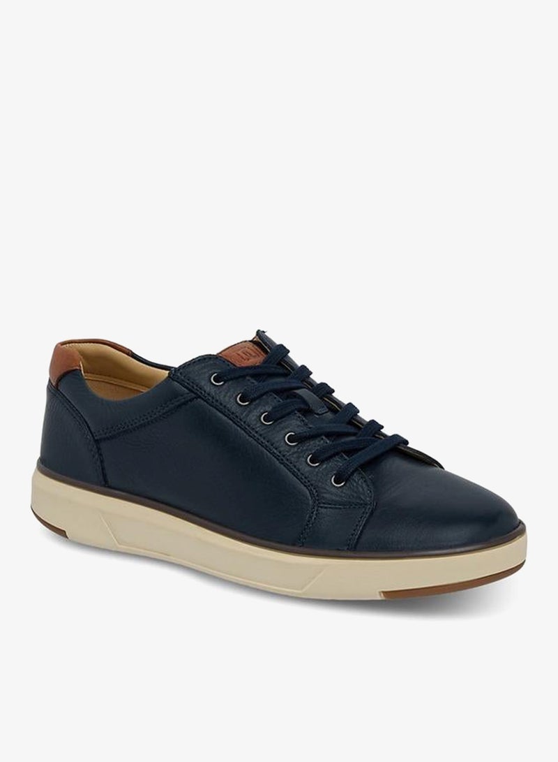 DUCHINI Men Leather Lace-Up Ankle Sneakers - Image 1